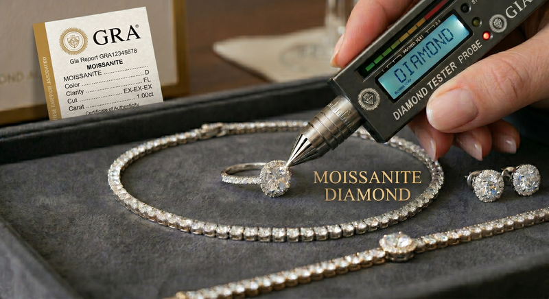 A jewelry collection made of moissanite diamonds
