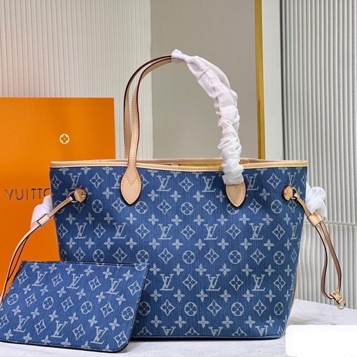 Denim Neverfull-Style Tote Bag MM