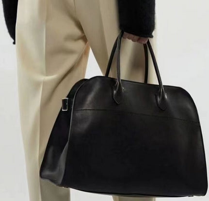 Black Margaux-Style Top Handle Bag – Quiet Luxury Leather Handbag.