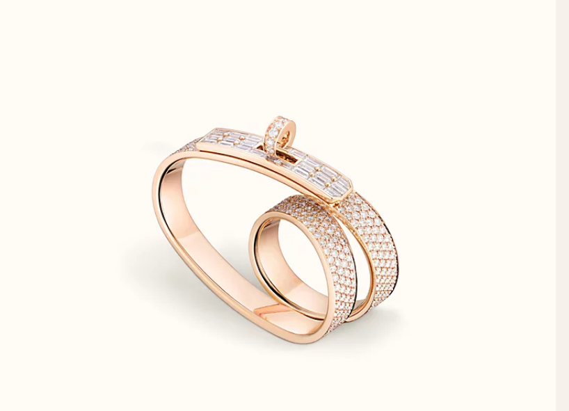 Luxury 925 sterling silver double ring accessory in gold-tone finish with an elegant minimalist design.
