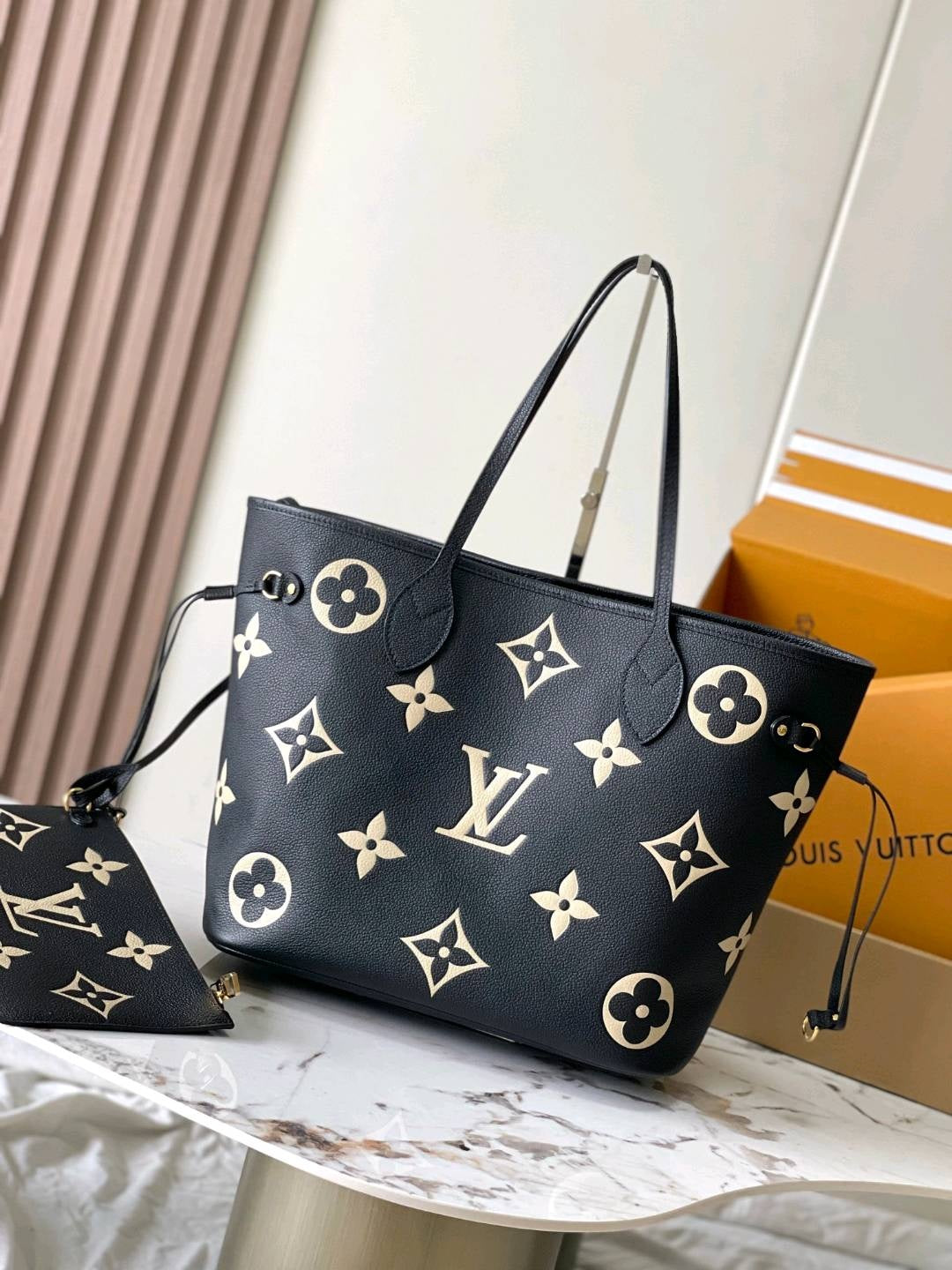 Black & Beige Neverfull-Style Tote Bag