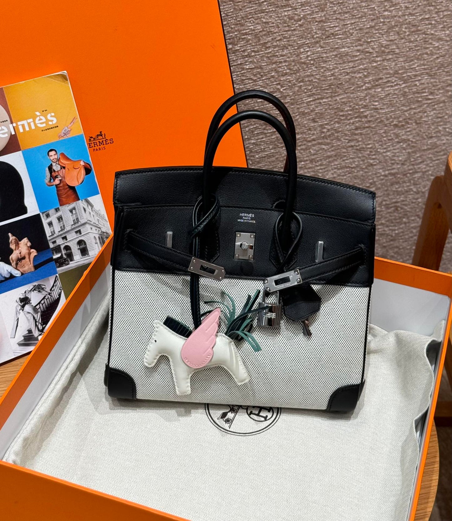 Birkin 25 Canvas Bag.