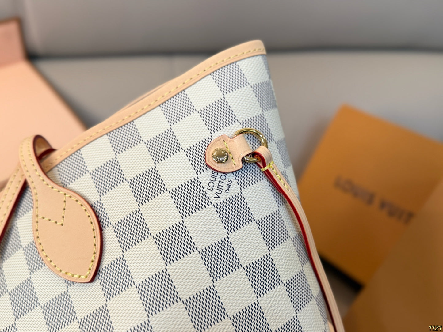 White Monogram-Inspired Neverfull-Style Tote Bag