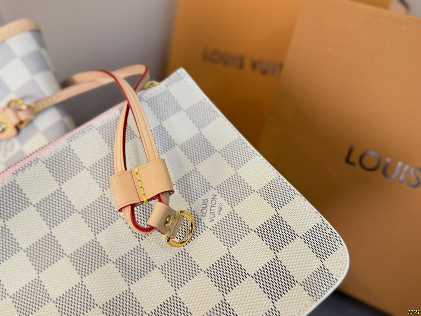 White Monogram-Inspired Neverfull-Style Tote Bag